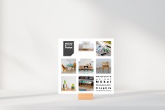 Mockup white greeting card standing on table